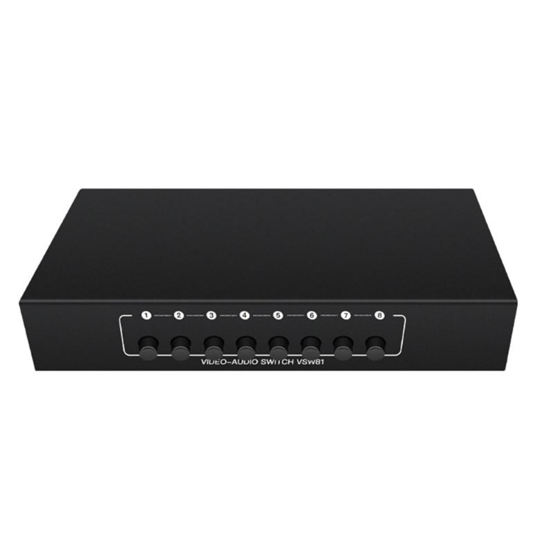 Профессиональный 3RCA аудиопереключатель 8 входов Прочная металлическая конструкция Легкое переключение устройств Студийное оборудование