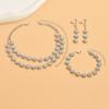 Women Inlaid Rhinestone Chain Necklace Earrings Bracelet Wedding Party Festival Gift