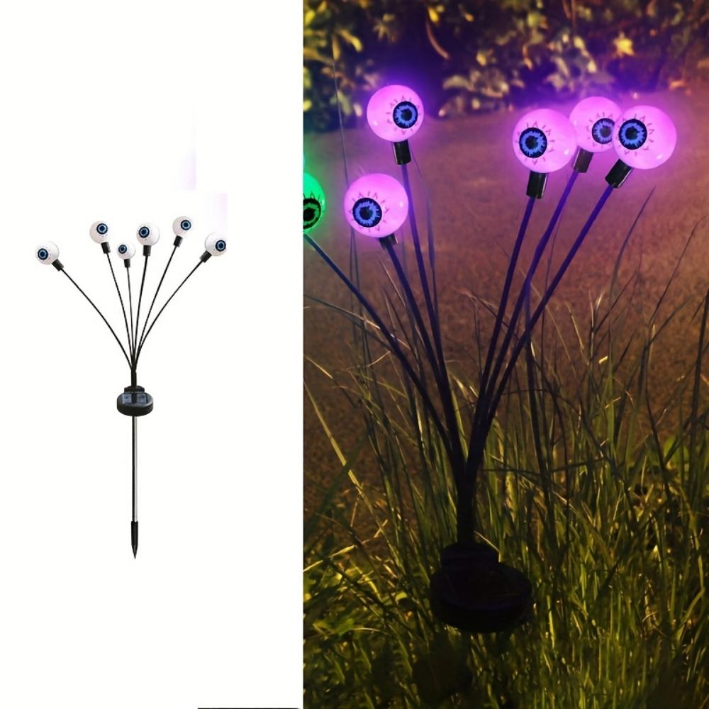 Ужасающий глазное яблоко Солнечный садовый светильник Хэллоуин Украшение Уличные качающиеся светлячки, Призрачные огни Солнечные для газона, террасы, украшения для вечеринки