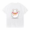 Unisexeki Neko Print Women T Shirt Short-sleeved Personalize Summer Female T-shirts Graphic Tees Japanese Lucky Cat Kawaii Tshirts