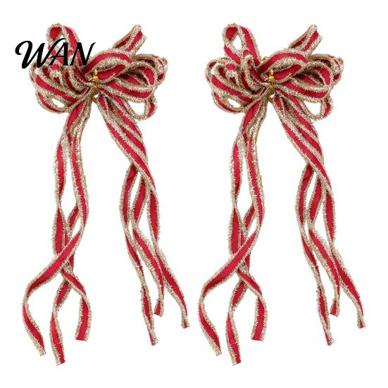 Holiday Gift Wrapping Bows 2 Pcs Velvet Christmas Bows, Shiny Bow Tree Hanging Decoration for Large Fabric Decorations Wreath, Garland, Xmas