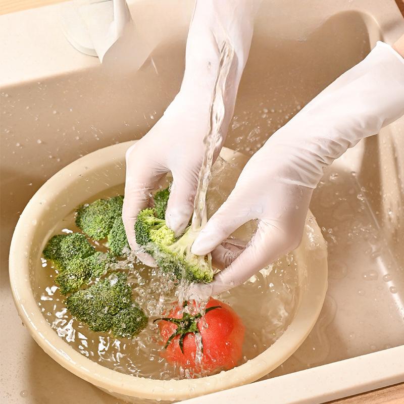 30pcs Disposable Dishwashing Nitrile Gloves Extended Thickened Household Cleaning Kitchen Household Durable Waterproof and Close - Fitting