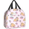 Pink Guinea Pig and Lunch Bag Insulated Bento Box Reusable Waterproof Lunch Bag for Office Picnic Hiking Beach