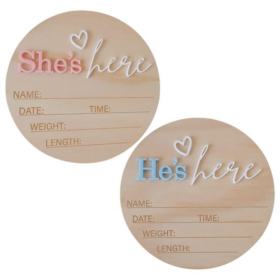 Birth Announcement Sign Wooden Baby Name Weight Length Date Time Plaque Nursery Photo Prop Keepsake Sign for Baby Shower Gift
