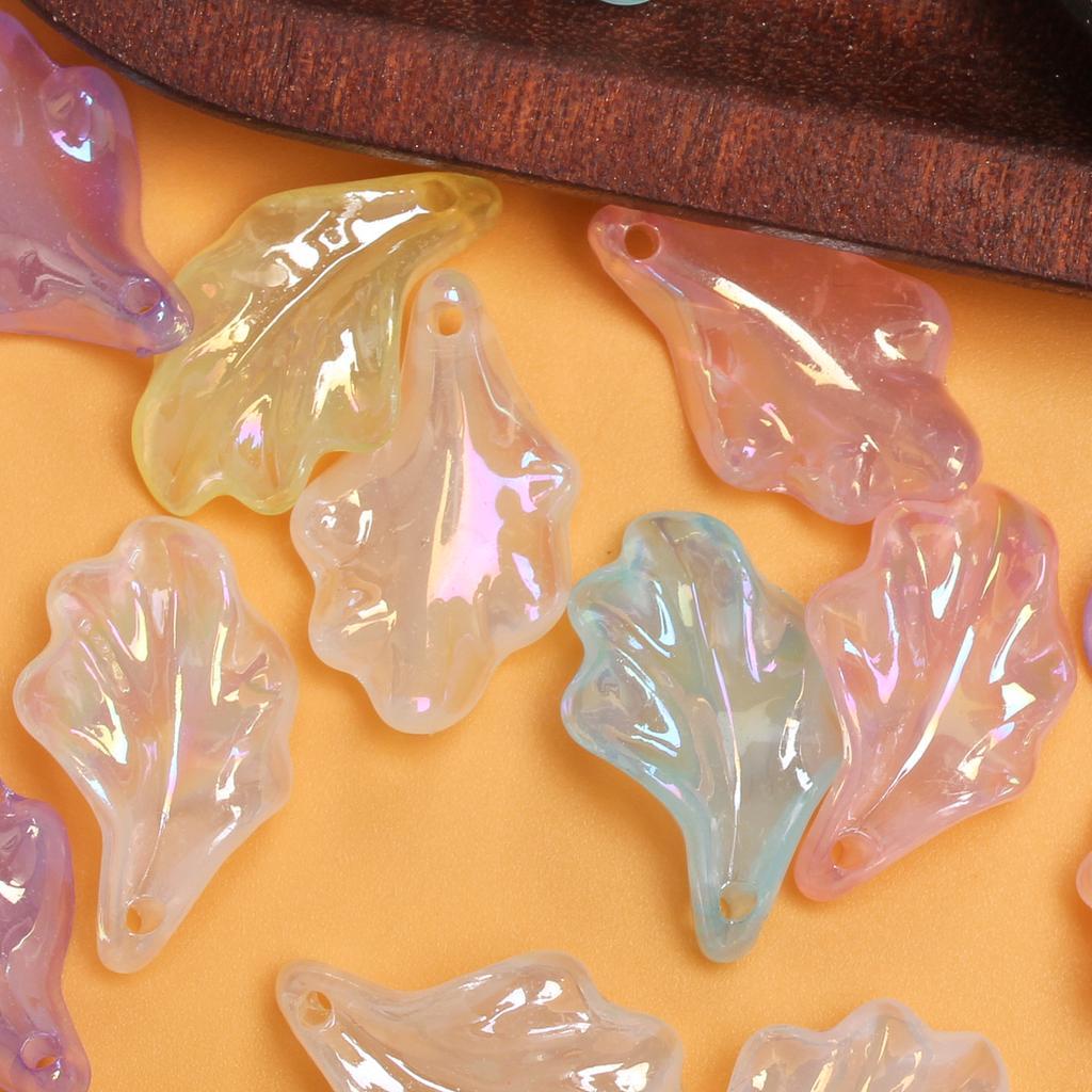 10 шт. креативные акриловые кулон с имитацией глазури и листьев, цветные бусины с УФ-покрытием, браслет «сделай сам», изготовление ювелирных изделий