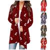 Women's Christmas Long Sleeve Front Cardigan Printed Top Lightweight Jacket