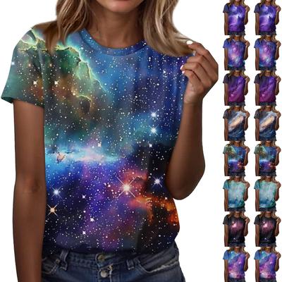 Женская повседневная свободная футболка с принтом, круглый вырез, пуловер, короткий рукав, топ