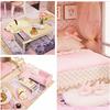 Miniature Pink Dream House Dollhouse With Furniture Kits Wooden Dolls House LED Lights Accessories