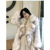 New Winter Imitation Raccoon Hair Ruffle Edge Knee Fur Coat Women's Long Fashion Fox Fur Coat