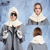 Balaclava Hat Winter Warm Ear Protection Knitted Gloves Hat Women's Shawl Integrated Pullover Wool Hat