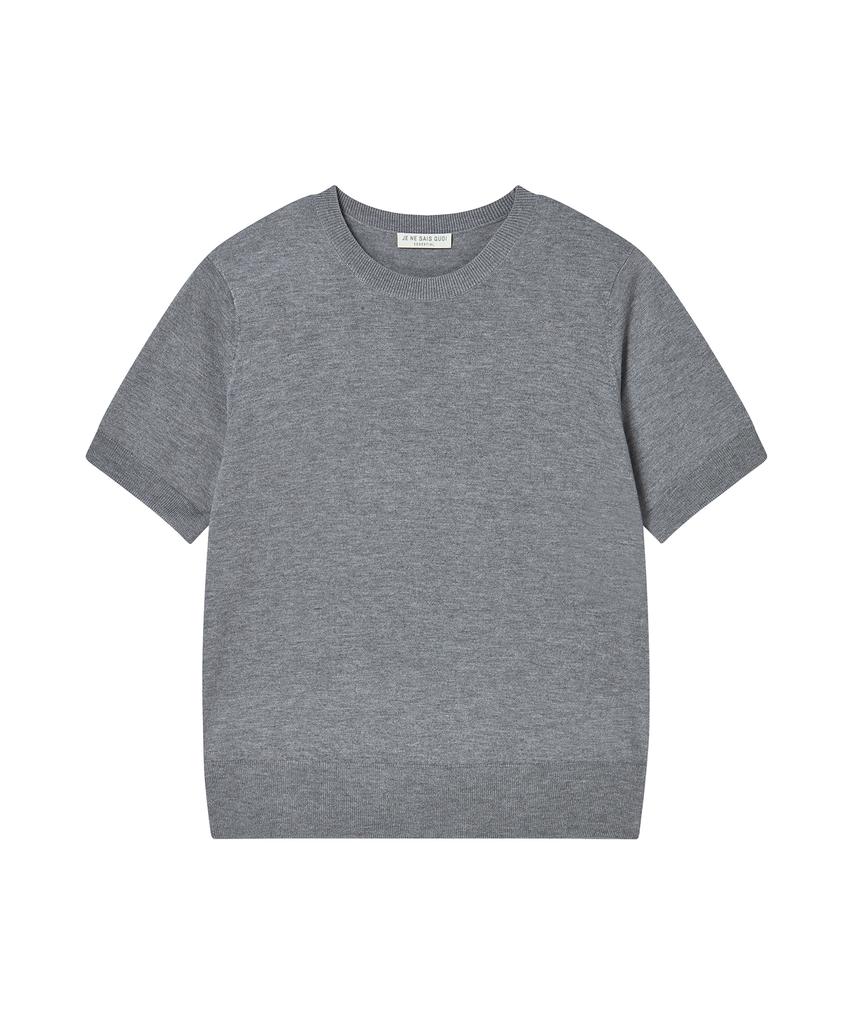 JE NE SAIS QUOI [Essential] Cashmere Light Short Sleeve Crew Neck_Melange Grey