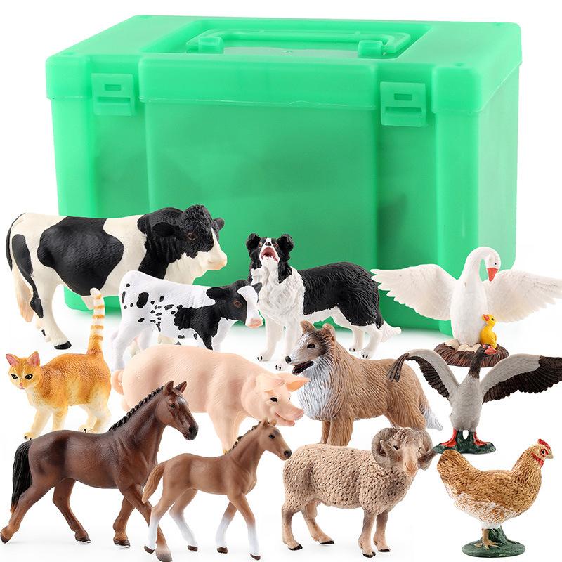 Xd168-D2 Ranch Model Animal Toy Set With Storage Box A Variety Of Farm Animal Model Ornaments