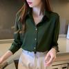 2025 Spring Women's Silk Satin Blouse - Elegant Professional Drape Design
