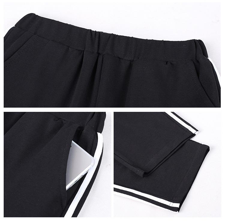 Женский летний модный хлопковый спортивный костюм: Рубашка «летучая мышь» и брюки средней длины