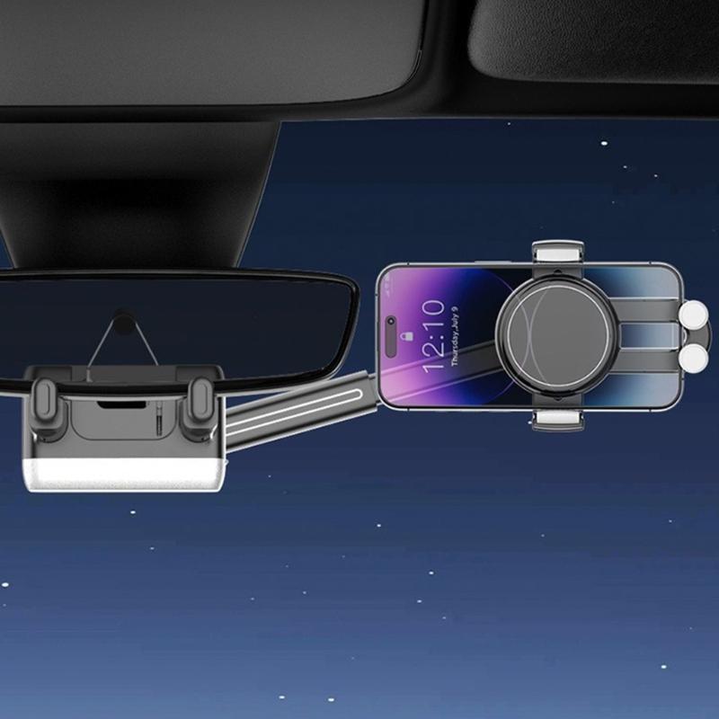 Универсальное крепление для смартфона на зеркало заднего вида автомобиля, 360-градусное вращение и регулируемая длина, подходит для любой модели автомобиля