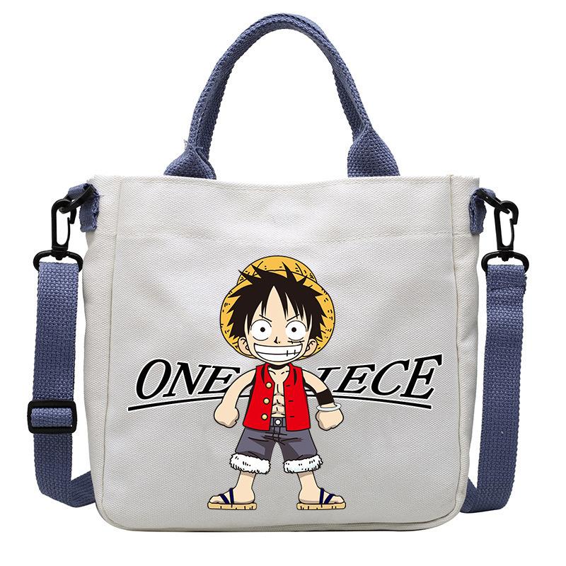 Сумки из холста One Piece с принтом персонажей аниме Luffy Мультяшные Фигурки Аниме Сумка через плечо Наружная Большая вместимость Модная Сумка-кроссбоди Подарки Подвижные Сочлененные Масштаб