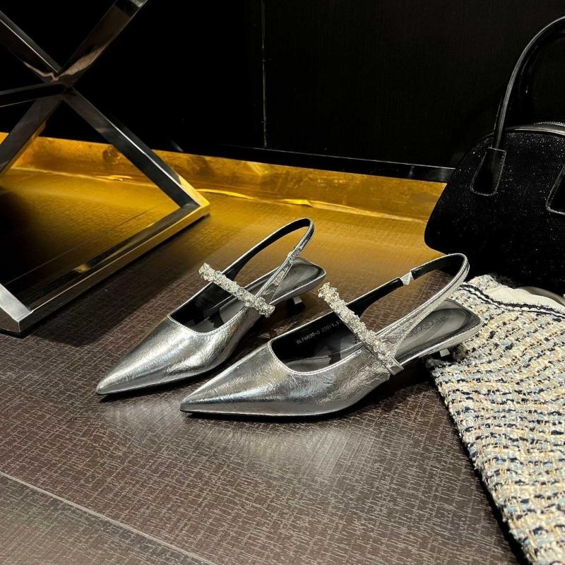 Элегантные туфли на высоком каблуке, французский тонкий каблук, острый носок, новый стиль на лето 2025 года, цельные потрясающие шлепанцы для женщин