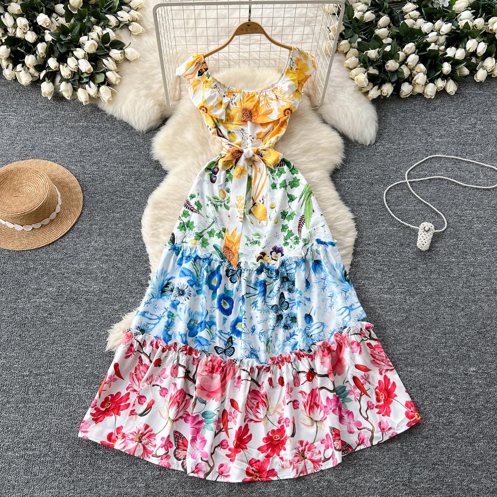 Summer Women Elegant O-neck Designer Print Long Midi Holiday Beach Party Dresses