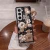 Fashion Bling Rhinestone Phone Case For Samsung Z Fold 5 4 3 Z Flip5 Flip4 Flip3 S24 S23 Ultra S21 S20 FE A14 A24 A34 A54 A13 A23 A33 A53 Pearl Flower