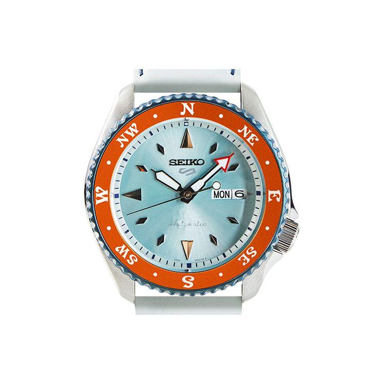 Seiko 5 Серия One Piece Лимитированная серия Нами Спортивные Повседневные Памятные Часы Механический Механизм Кожаный Ремешок Мужские часы Белый SRPF63K1