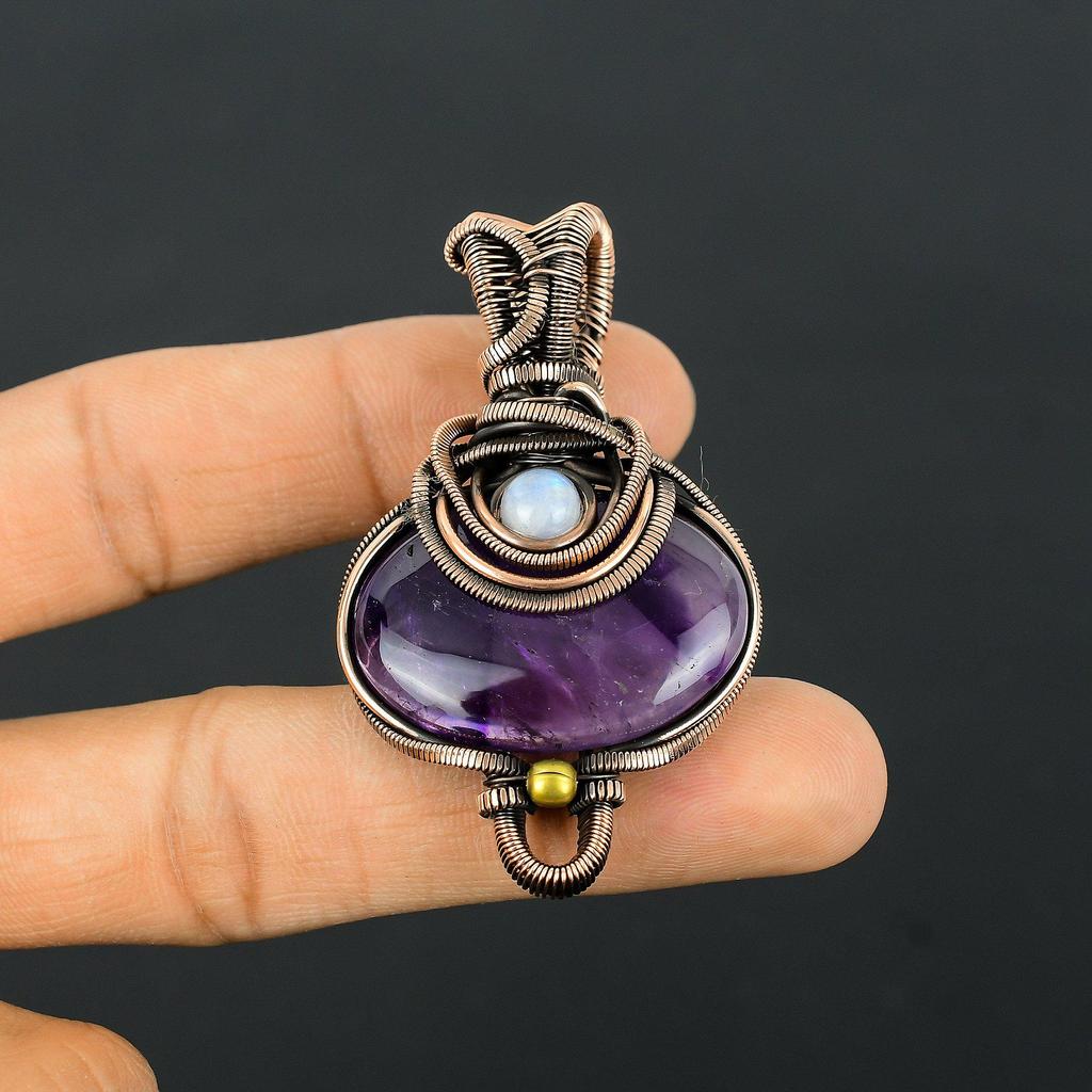 Ювелирные изделия обруча медной проволоки драгоценной камня аметиста Хандмаде привесные для подарка