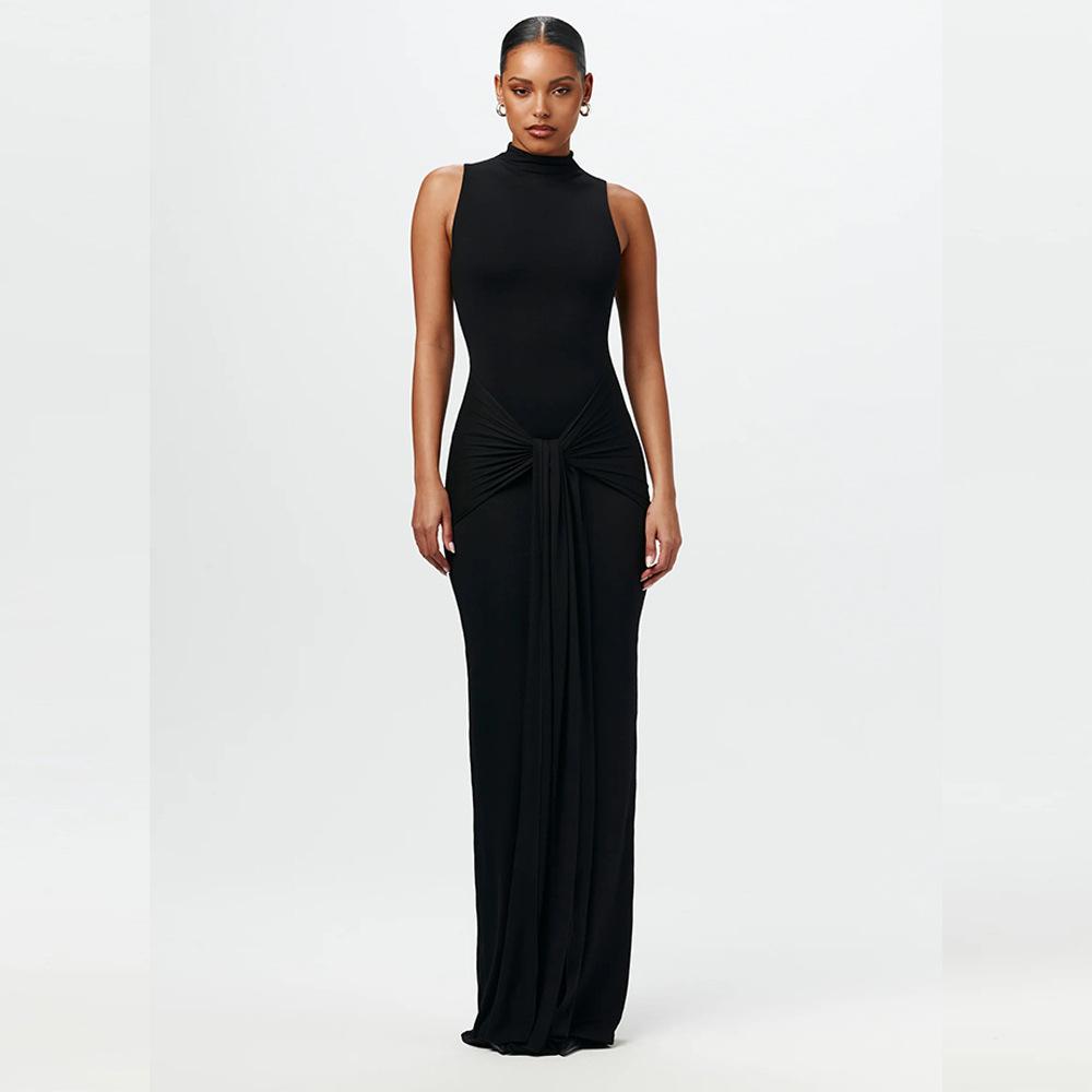 Tooxika Spring And Summer Women's Solid Color Round Neck Sleeveless Strappy Slim Hip Dress