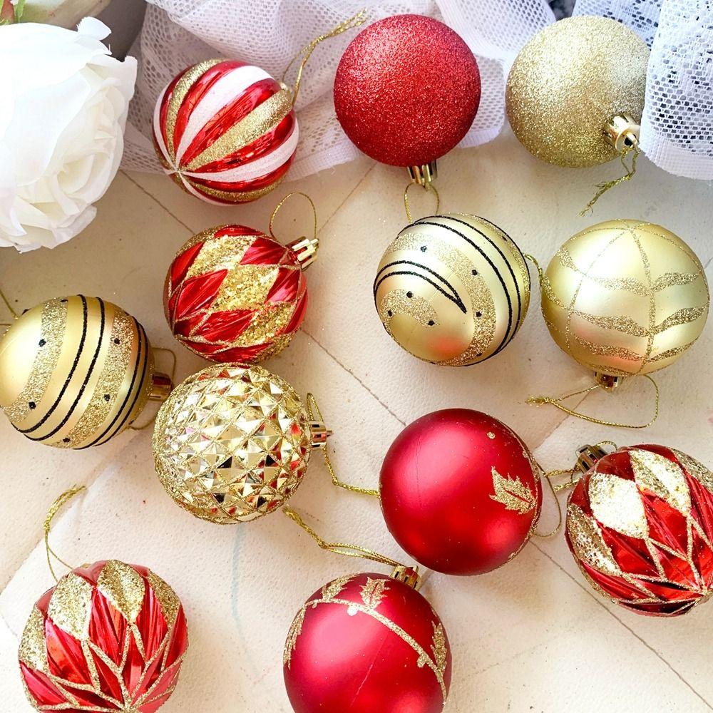24Pcs/Box Plastic Christmas Colored Balls Electroplated Christmas Tree Hanging Pendant for Home
