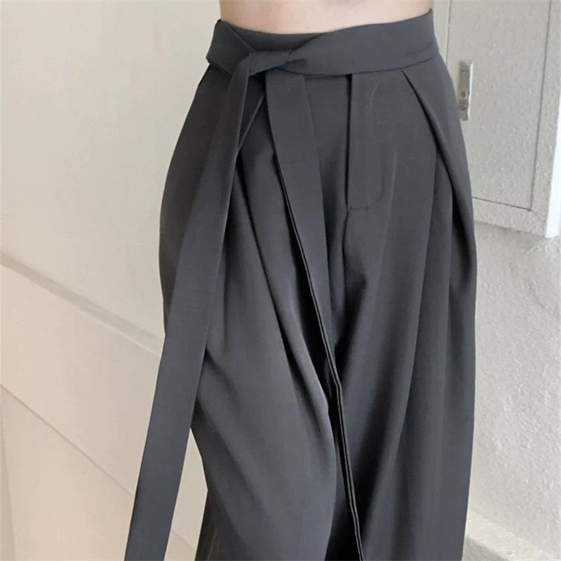 Женские брюки в стиле вестерн с драпировкой, осенние, широкие штанины, создающие уникальный повседневный образ для поездок на работу, женские брюки