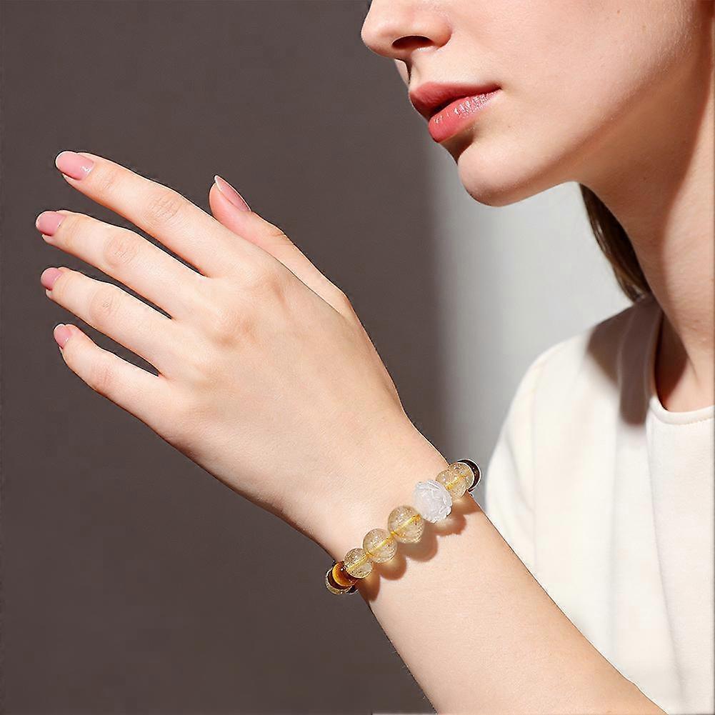 New Chinese Style Rutilated Quartz Lotus Bead Bracelet For Girls Luxury Gift