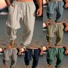 Men's Pants Linen Drawstring Loose Pants Solid Colour Comfortable Breathable Casual Daily Drawstring Pants