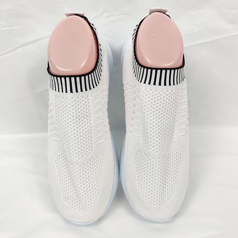 Осенние вязаные кроссовки на платформе, женские модные полосатые спортивные туфли без застежек, женские дышащие нескользящие кроссовки на плоской подошве