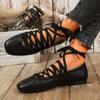 Fashion Women's New Fall Flat Shoes Square Head Shallow Mouth Front Lacing Soft Sole Anti-slip Wear-resistant Low-top Shoes