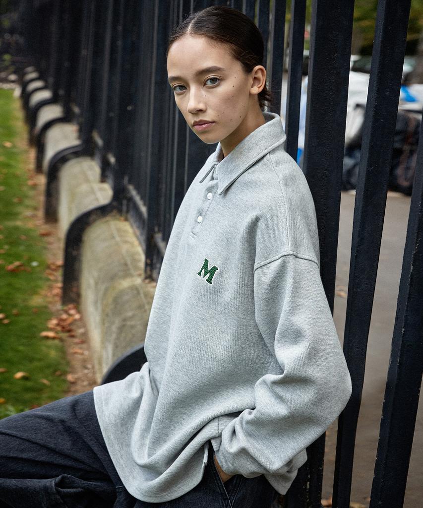 MINIMALPROJECT M Logo Oversized Collared T-Shirt Mkt100 [Gray]