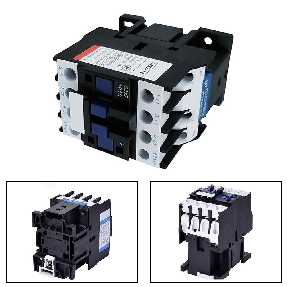 CJX2-1810 AC Contactor 220V 50 60Hz 3P 18A DIN Rail Mount with 1NO Auxiliary Contact for Motor Control and Industrial Automation