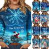 Women's Casual Fashion Sexy Comfortable Christmas Printed Round Neck Long Sleeve Top