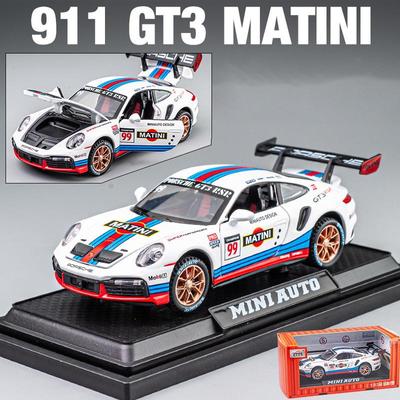 1:32 масштаба 911 GT3 RSR, гоночная модель автомобиля из сплава, металлическая имитация звука и света, литая под давлением игрушечный автомобиль, подарок для детей, забавные игрушки