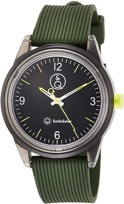 [Citizen Q&Q] Аналоговые Smile Solar Водонепроницаемые часы с уретановым ремешком RP10-006 Мужские Черные x Зеленые