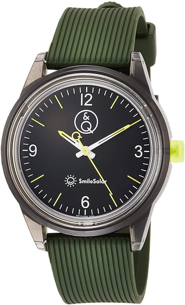 Watch Analog Smile Solar Waterproof Urethane Belt Black X Green [Citizen Q&Q] RP10-006 Men's
