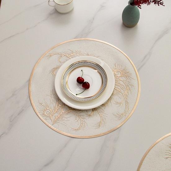 Круглый термостойкий коврик для столовых приборов из золотого ПВХ, защитный коврик для стола, противоожоговые изолированные салфетки для столовых приборов для домашней столовой, свадебной кухни