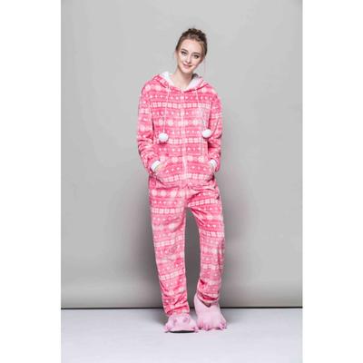 Женская теплая флисовая цельная пижама на молнии с капюшоном, мягкая зимняя пижама с капюшоном для взрослых для женщин с карманом