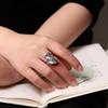 Buyee 925 стерлинговое серебро Мужское Женское Большой палец Кольцо Элегантное Серое Лист Открытое Кольцо для Женщины Мужчины Мода Тонкие Ювелирные изделия Круг Подарок