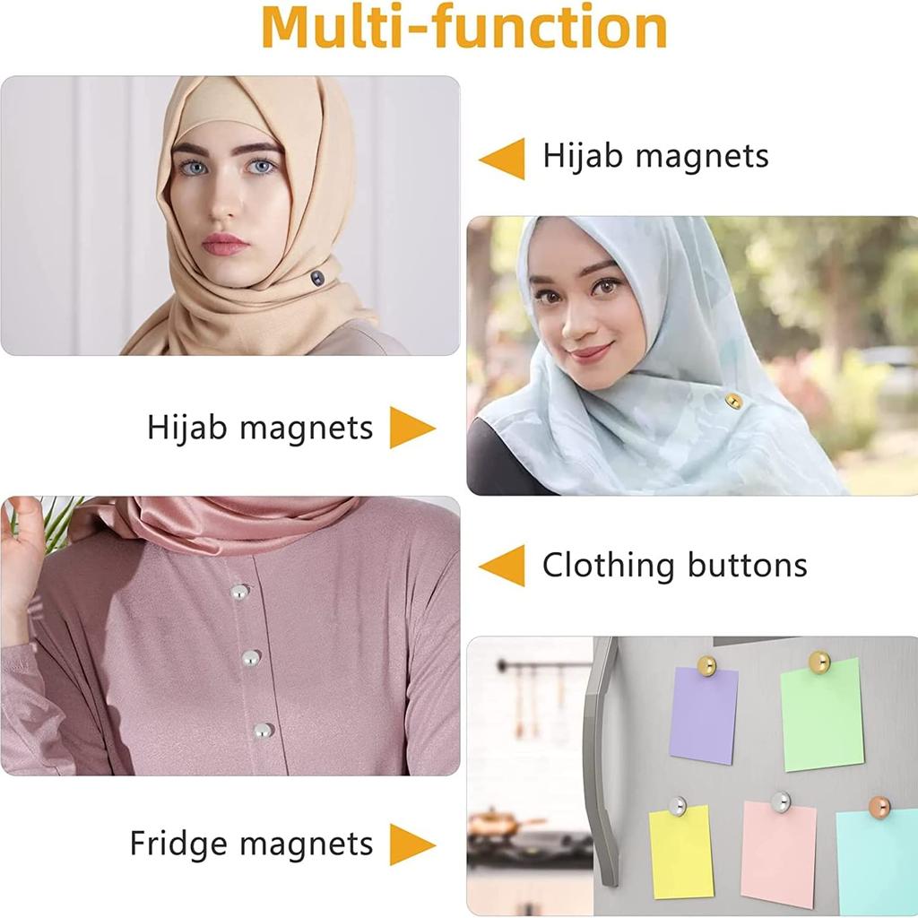 4 Packs Hijab Magnetic Pins Buttons Scarf Round Magnets No Snag Magnets Hijab for Women