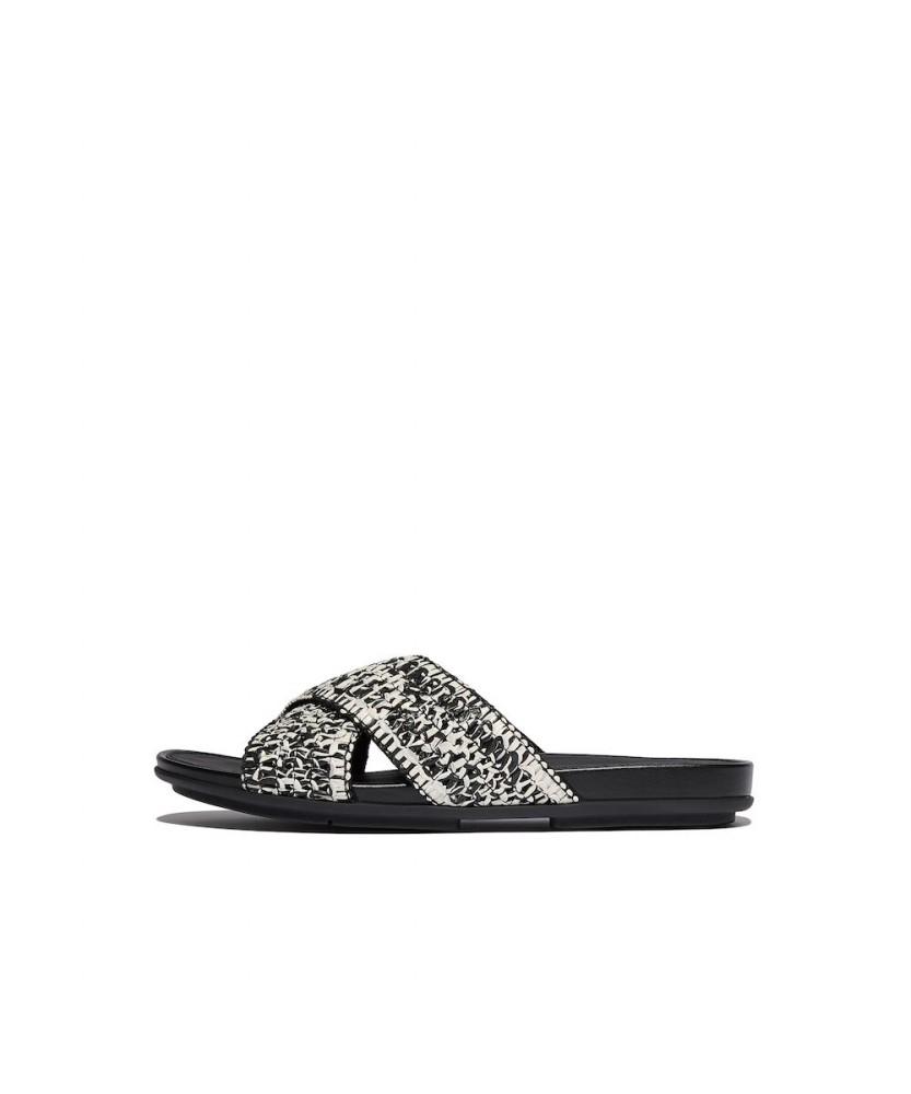 Fitflop Женские Сандалии-шлепанцы с переплетом Glacier Черно-кремовые (Ft64K2D324)