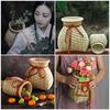 Lightweight Wicker Rattan Baskets Round Handmade Woven Storage Container  Farmhouse