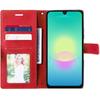 Coque pour Samsung Galaxy A18 5G/4G, Anti-Rayures Synthécuir - Rouge Gris - 2 Verres Trempés