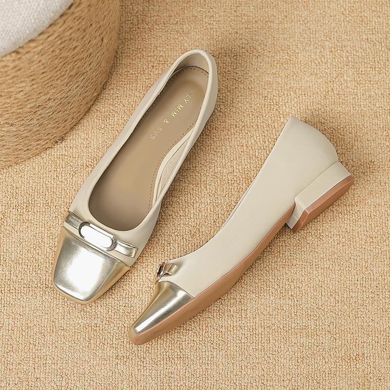 Coarse Heel Single Shoes Women's 2025 Autumn New Shallow Mouth Square Head Comfortable Thick Heel One Pedal Women's G3760-2