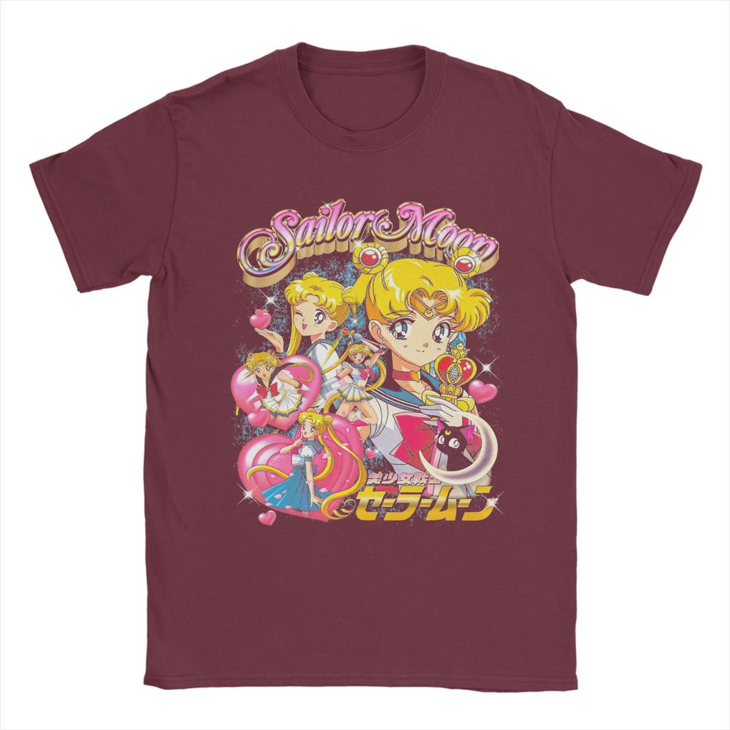 Футболки Sailor Moon Мужские Мода 100% Хлопок Футболка С Круглым Вырезом С Коротким Рукавом Футболки Оригинальная Одежда