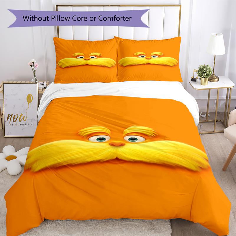 3pcs The Lorax Bedding Set Duvet Cover Closure Includes 1 Duvet Cover & 2 Pillowcases, Soft and Comfortable for All Seasons.