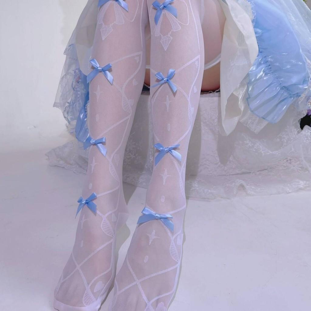 Lolita Overtheknee Stockings With Butterfly Bow Summer Sheer Nylon For Women