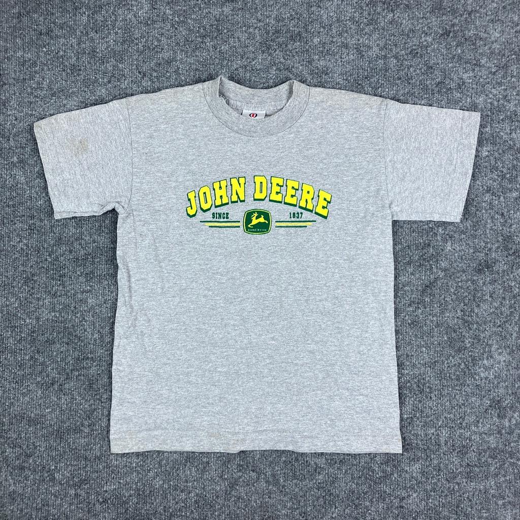 Intex John Deere T-Shirt Kids XL Gray Logo Graphic Farm Tractor Fabric